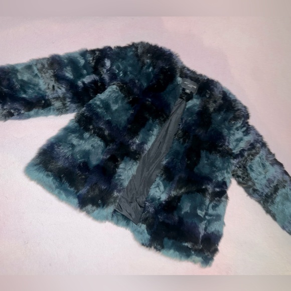 Ann Taylor Plaid Faux Fur Coat - Picture 1 of 2